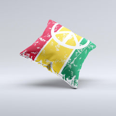 Red, Yellow & Green Layered Peace  Ink-Fuzed Decorative Throw Pillow