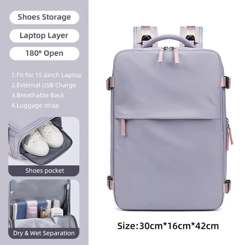 17inch Purple Women Backpack Large Capacity Laptop Business Travel Bag