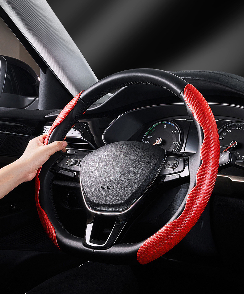1Pair Carbon Fiber Universal Car Steering Wheel Cover