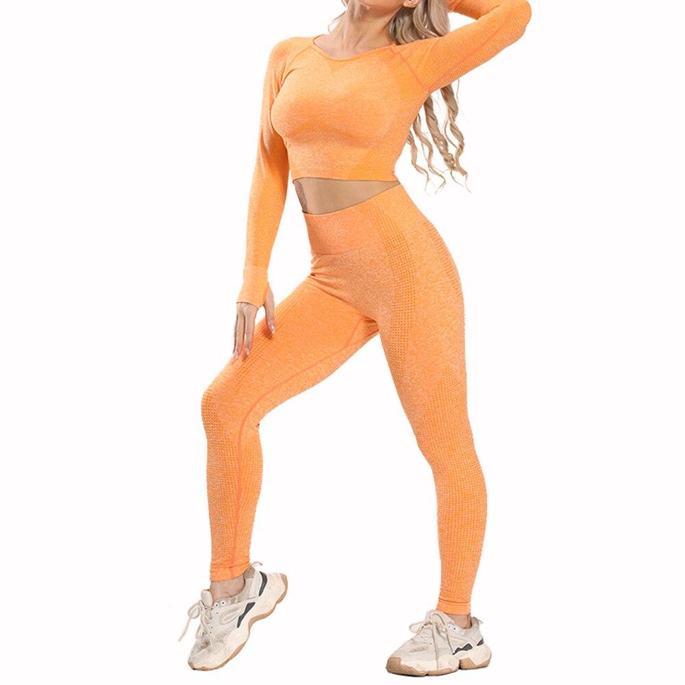 2pcs Seamless Women Yoga Set Workout Sportswear Gym Clothing Fitness
