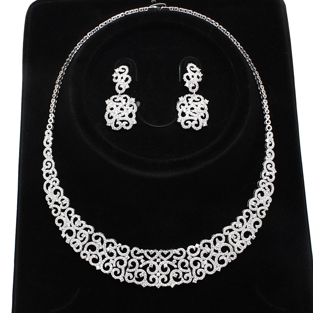 3W1252 Rhodium Brass Jewelry Sets with AAA Grade