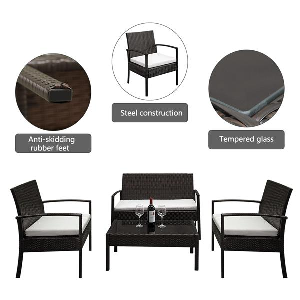 4PCS Rattan Patio Furniture Set